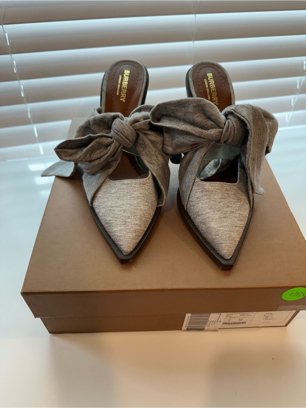 Burberry Light Gray Tie-Wrap Block Heel Sandal EU 38 - Picture 5 of 9